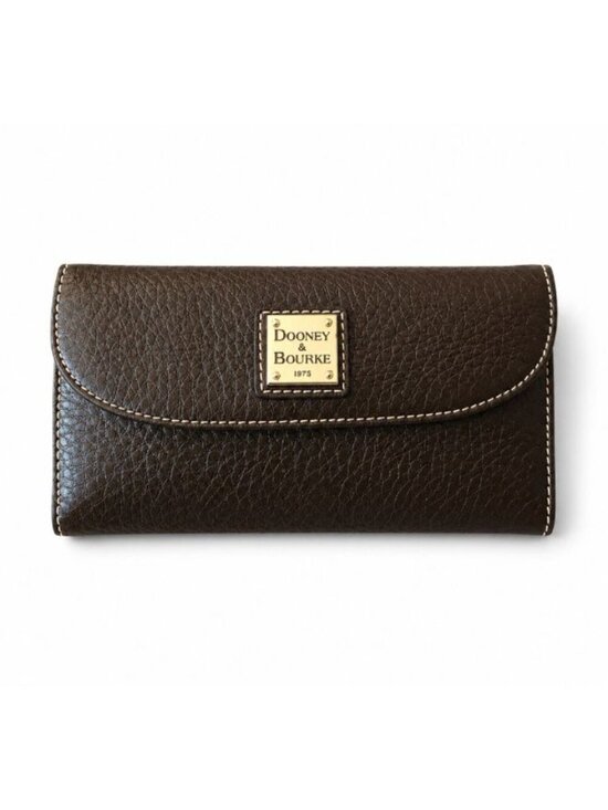 Dooney & Bourke Handbags - NWT Dooney & Bourke Brown T Moro Pebbled Leather Continental Wallet Clutch